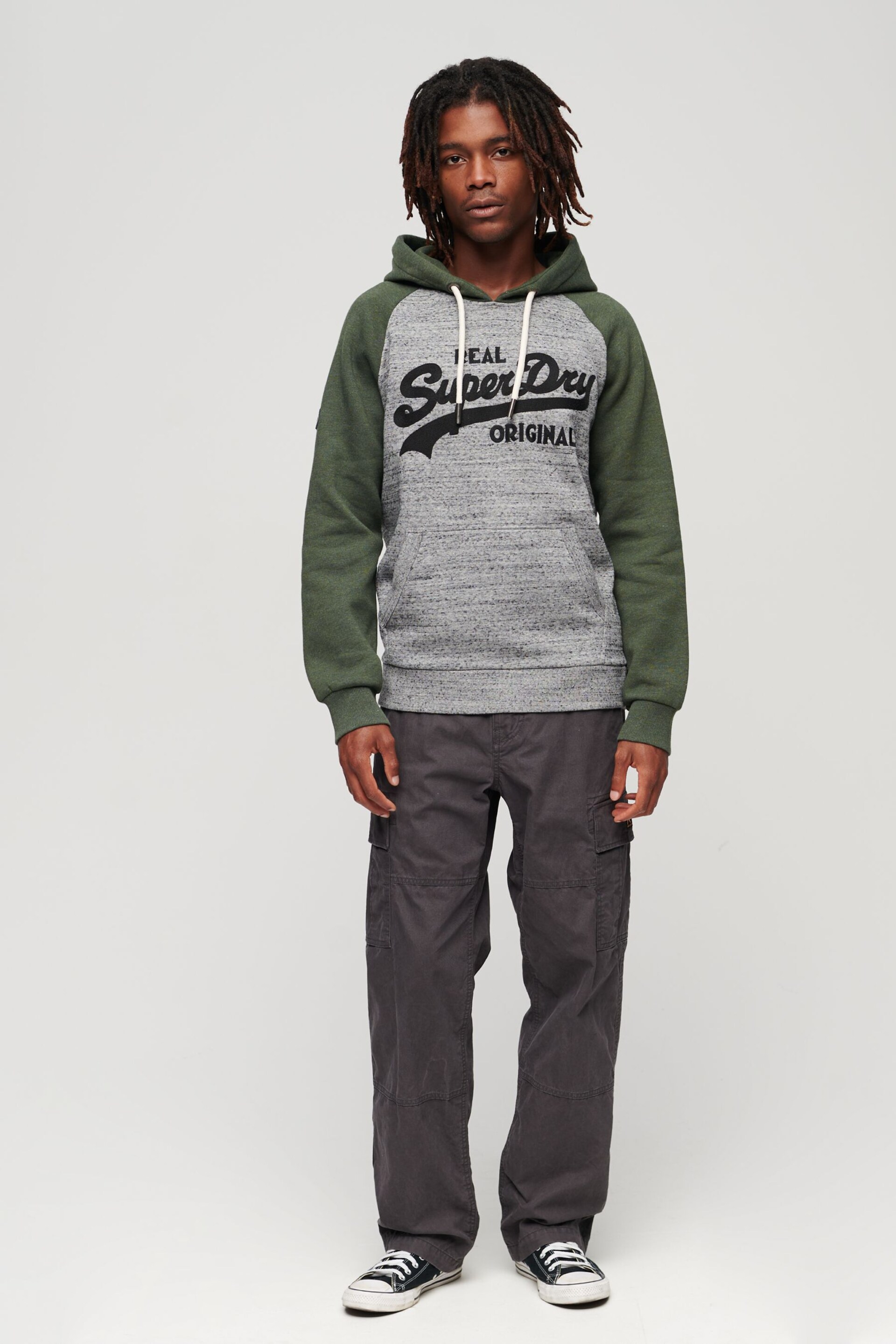 Superdry Grey Athletic Vintage Logo Raglan Hoodies - Image 2 of 6