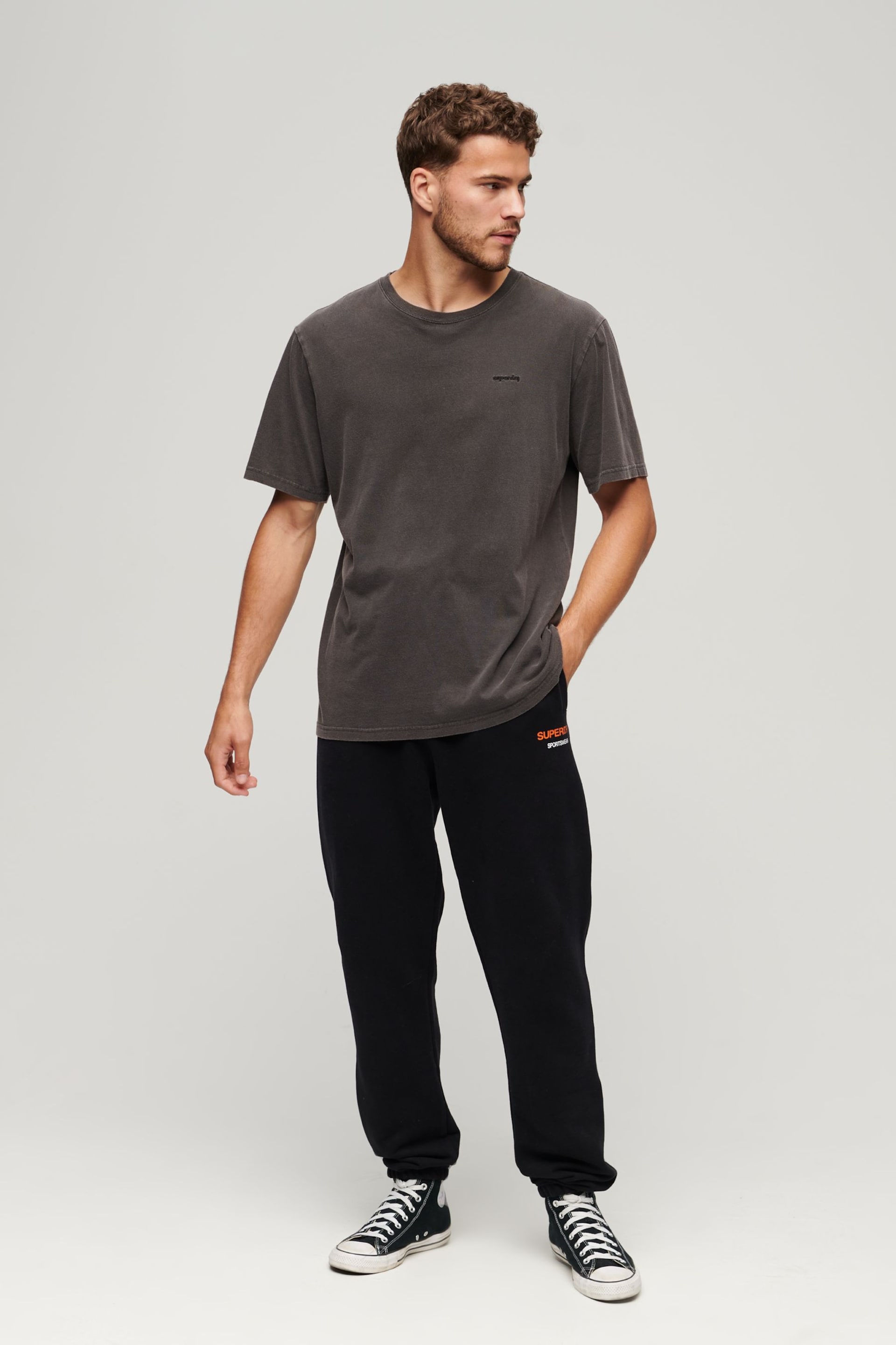 Superdry Black Sportswear Logo Tapered Joggers - Image 3 of 6