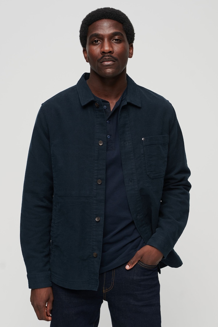 Superdry Blue 100% Cotton The Merchant Store Moleskin Overshirt - Image 1 of 6