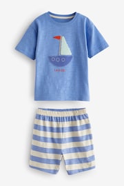 Blue/Cream/Green Whale Short Pyjamas 3 Pack (9mths-12yrs) - Image 8 of 12