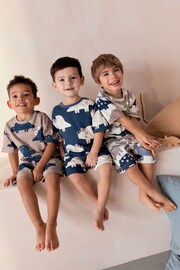 Navy Blue/Cement Grey Dinosaurs Short Pyjamas 3 Pack (9mths-8yrs) - Image 1 of 9