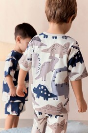 Navy Blue/Cement Grey Dinosaurs Short Pyjamas 3 Pack (9mths-8yrs) - Image 4 of 9