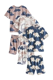 Navy Blue/Cement Grey Dinosaurs Short Pyjamas 3 Pack (9mths-8yrs) - Image 5 of 9