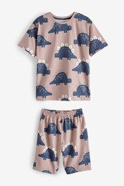 Navy Blue/Cement Grey Dinosaurs Short Pyjamas 3 Pack (9mths-8yrs) - Image 8 of 9