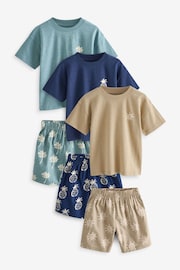 Green/Blue Pineapple Palm Tree Short Woven Bottoms Pyjamas 3 Pack (9mths-12yrs) - Image 4 of 10