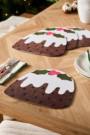 Set of 4 Natural Christmas Pudding Shaped Placemats - Image 1 of 3