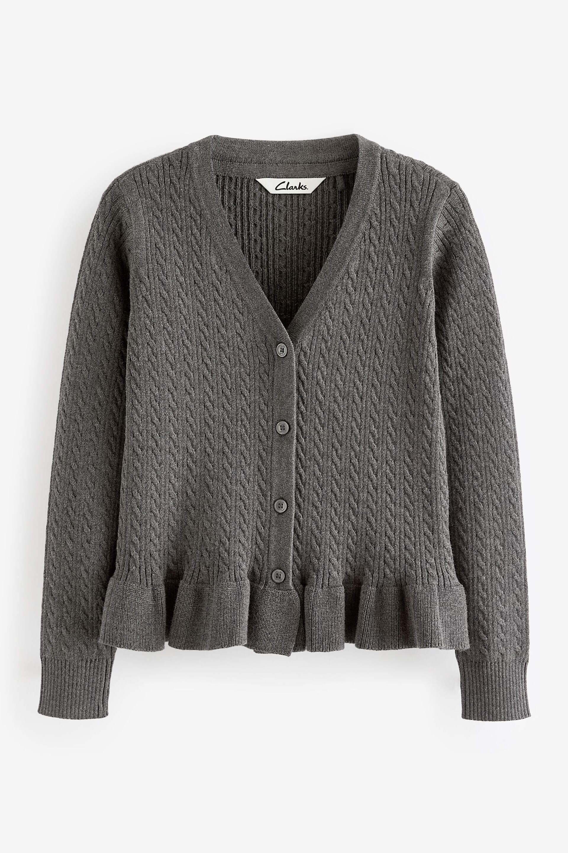 Clarks Grey School Cable Knit Cardigan - Image 4 of 4
