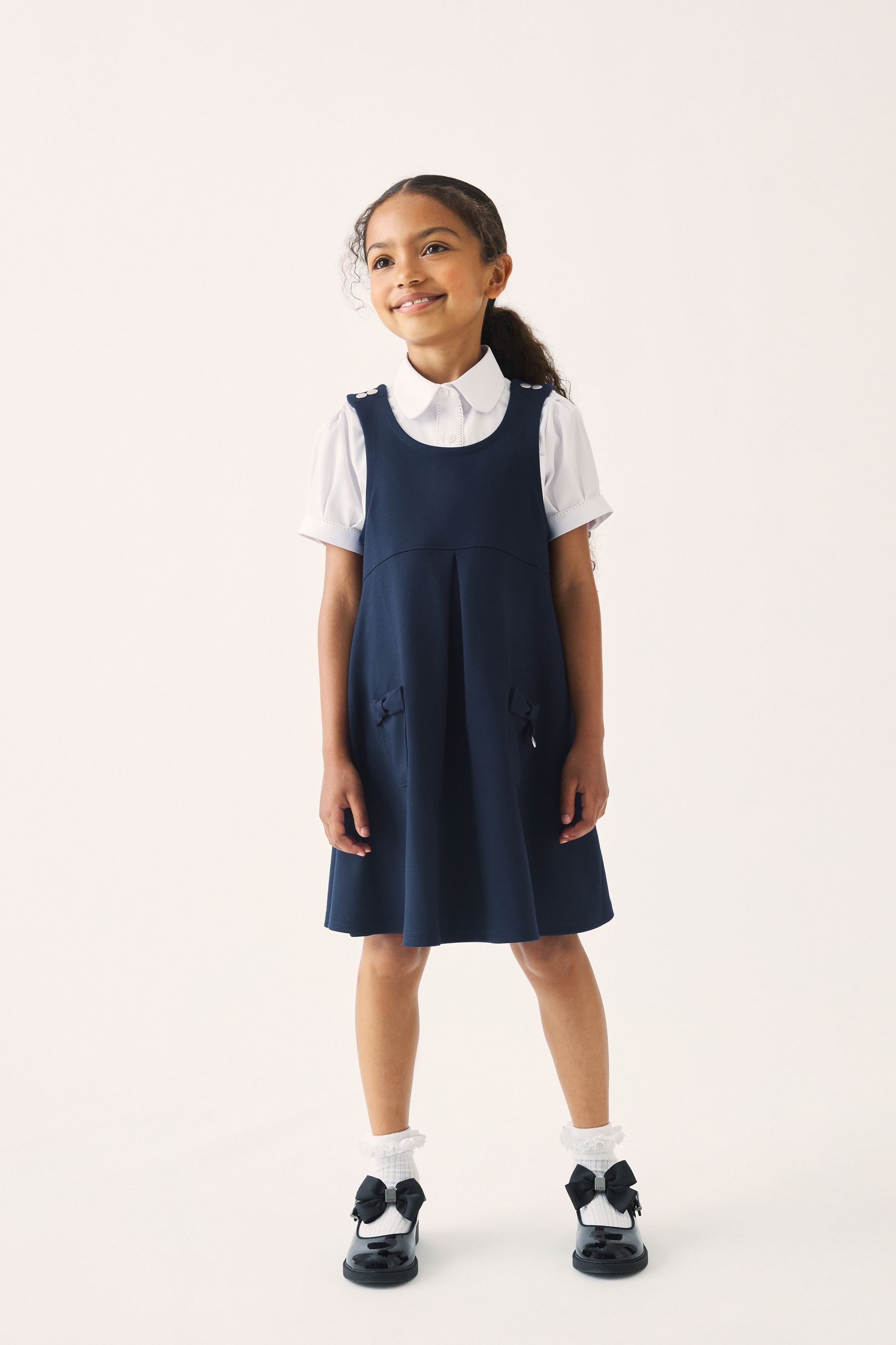 Buy Clarks Navy Clarks School Ponte Pinafore Dress from Next Luxembourg