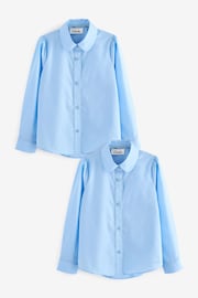 Clarks Blue Long Sleeve Girls School Shirts 2 Pack - Image 1 of 5