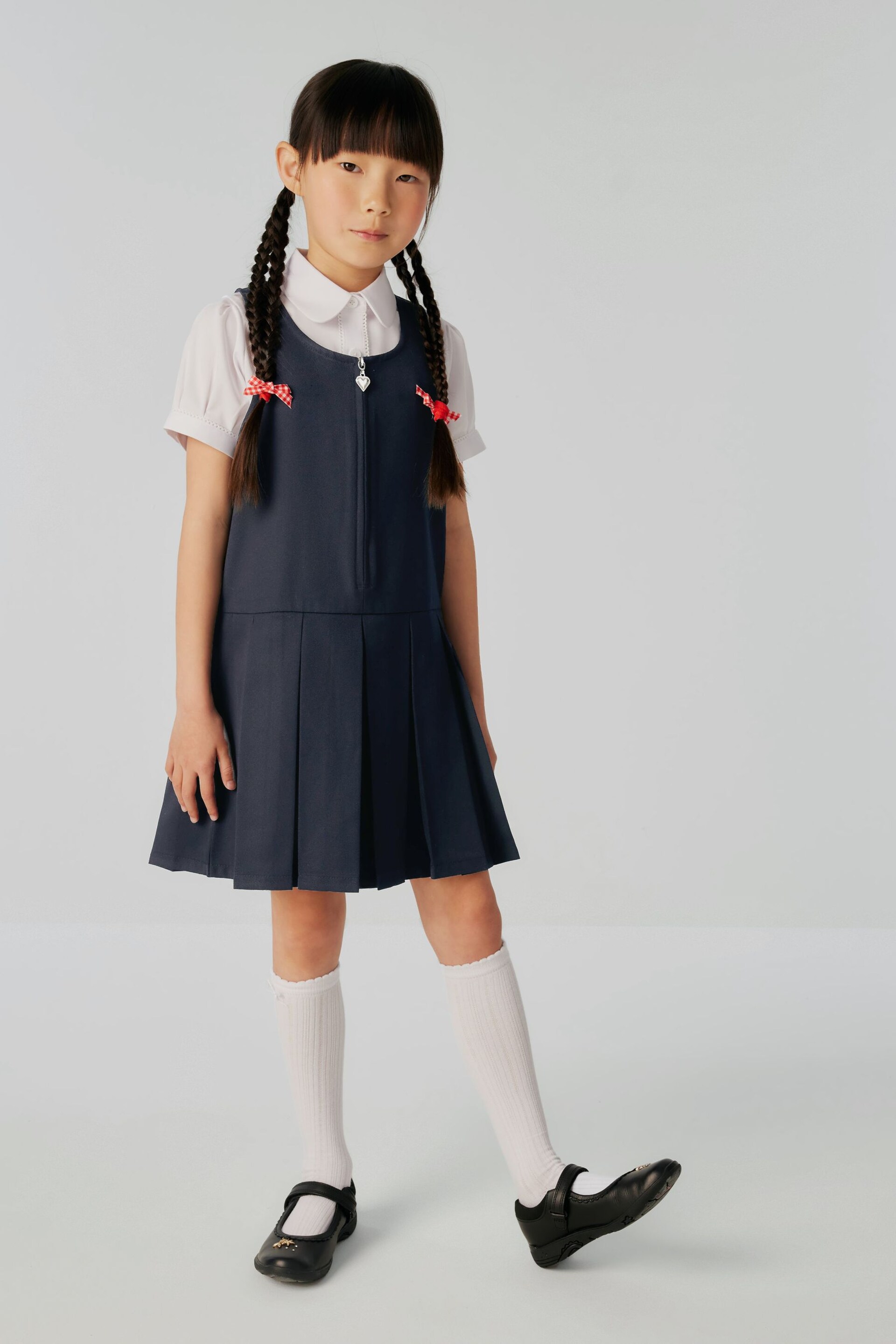 Clarks Navy School Zip Front Pinafore Dress - Image 2 of 7