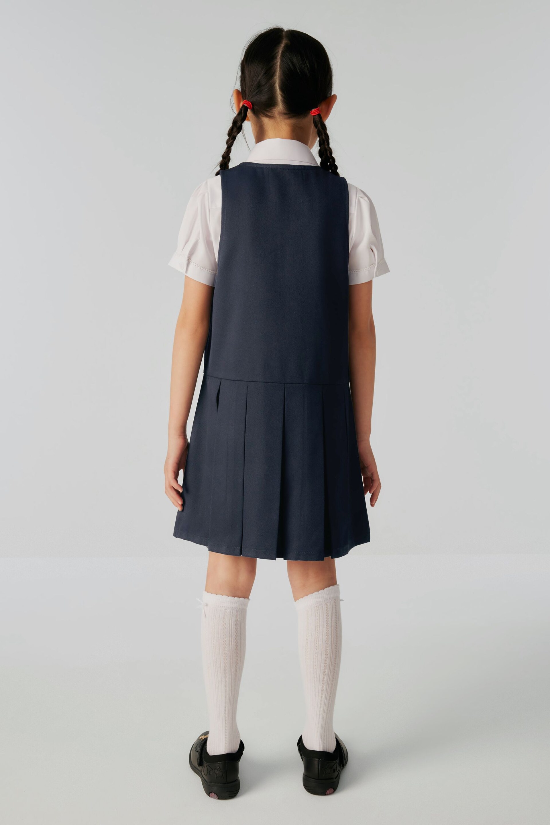 Clarks Navy School Zip Front Pinafore Dress - Image 3 of 7