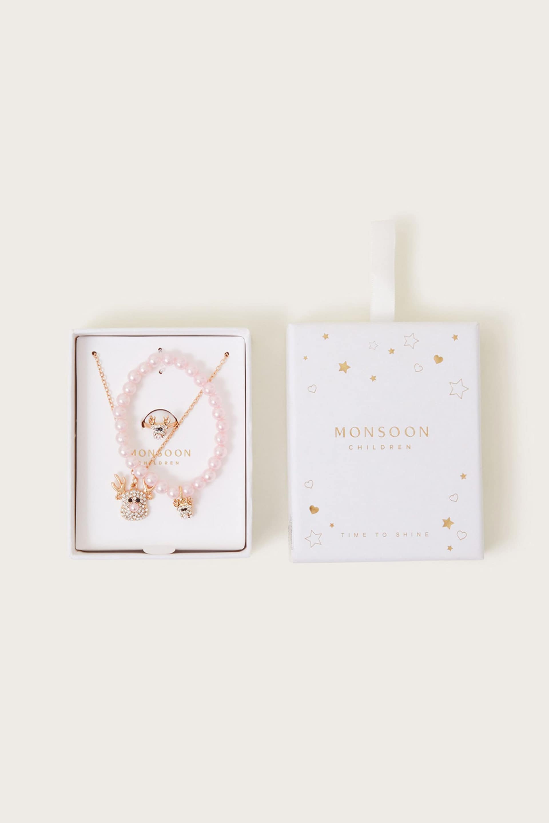 Monsoon Pink Reindeer Jewellery Set - Image 2 of 3