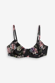 Black/Pink Floral Non Padded Underwired Bikini Top - Image 6 of 6