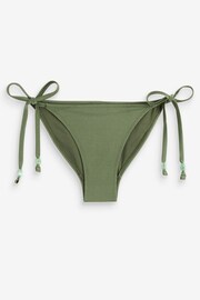 Khaki Green High Shine Beaded Tie Side Bikini Bottom - Image 6 of 6