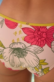 Ecru/Green Floral High Leg Bikini Bottoms - Image 4 of 5