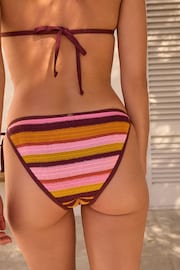 Pink/Purple Stripe Crochet Tie Side Bikini Bottoms - Image 3 of 7