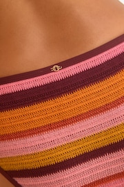 Pink/Purple Stripe Crochet Tie Side Bikini Bottoms - Image 4 of 7