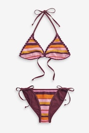 Pink/Purple Stripe Crochet Tie Side Bikini Bottoms - Image 5 of 7