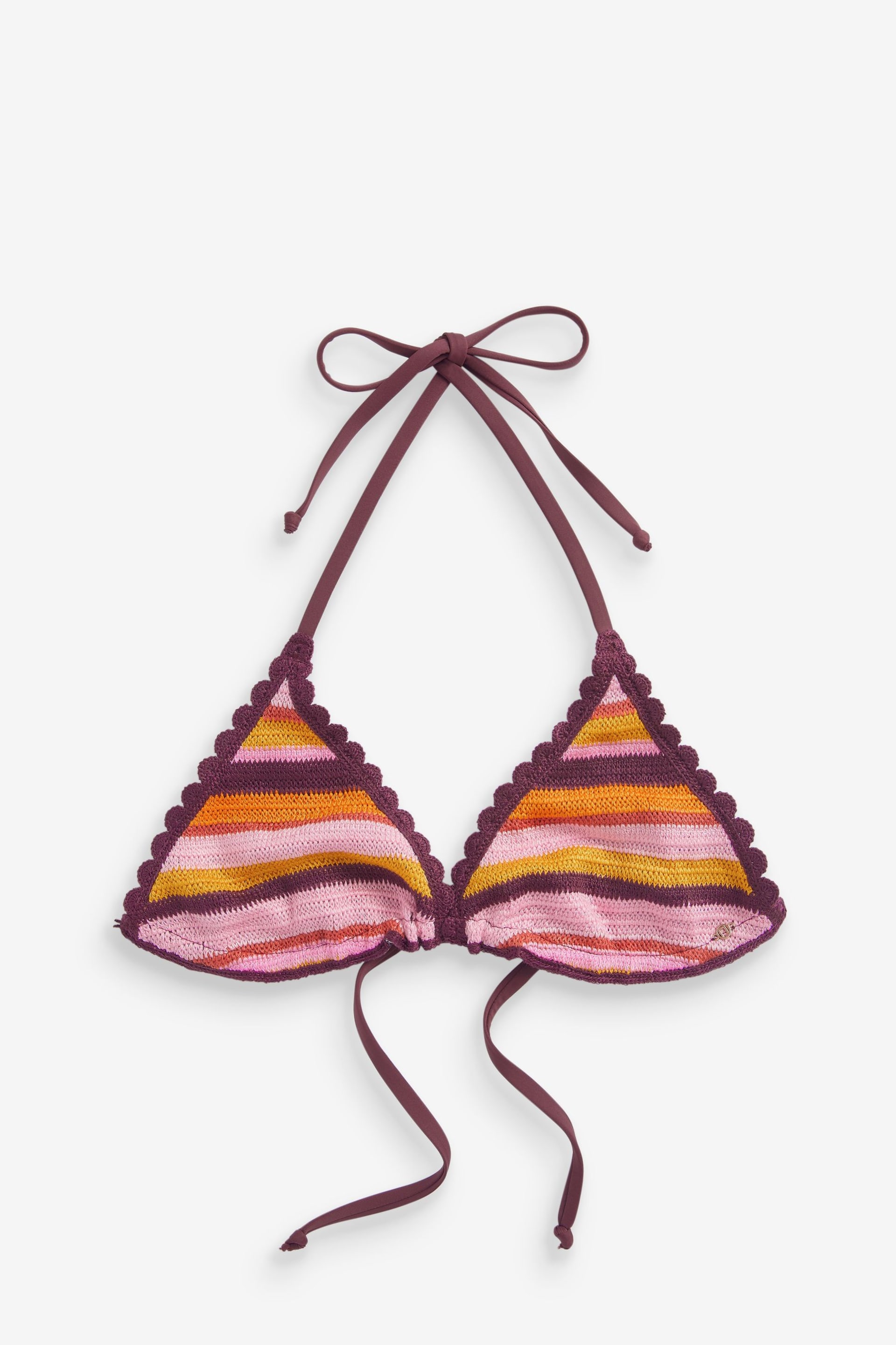 Pink/Purple Stripe Crochet Tie Side Bikini Bottoms - Image 6 of 7