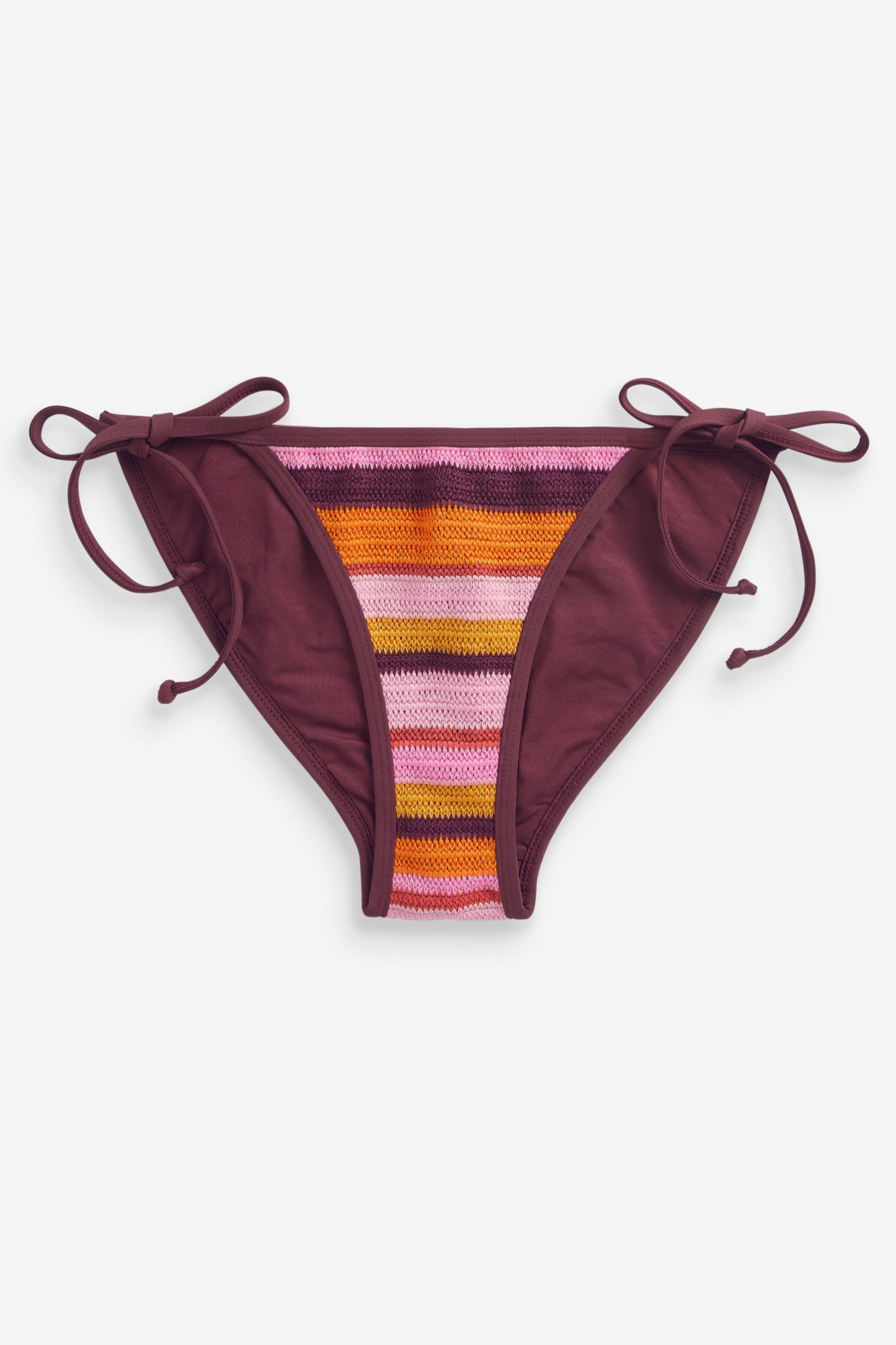 Pink/Purple Stripe Crochet Tie Side Bikini Bottoms - Image 7 of 7