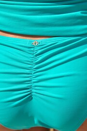 Aqua Blue Ruched High Leg Bikini Bottoms - Image 4 of 5