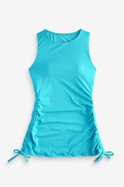 Turquoise Blue High Neck Ruched Side Tankini Top - Image 6 of 6