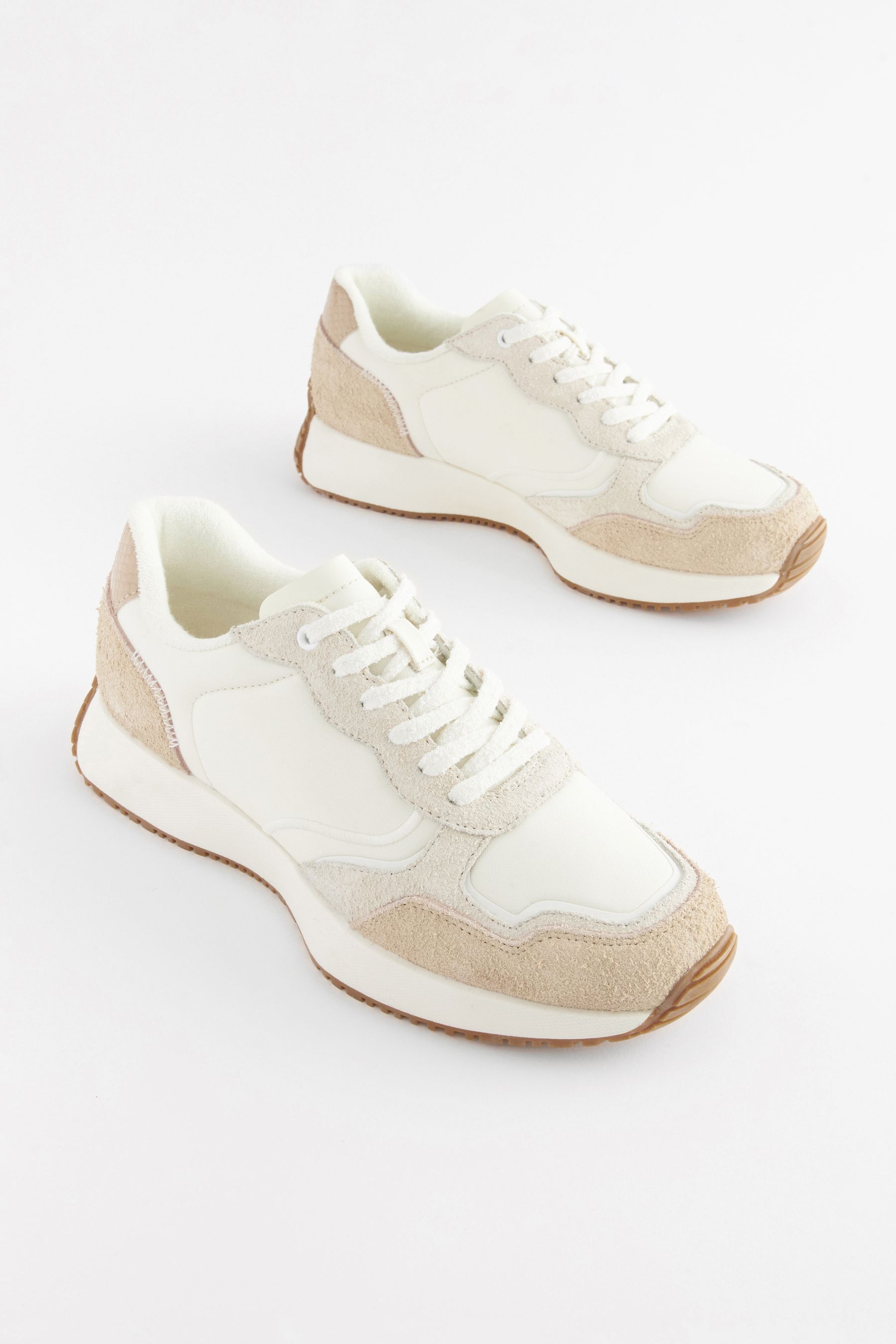 Buy White Forever Comfort Suede Stitch Detail Chunky Trainers from Next United Arab Emirates
