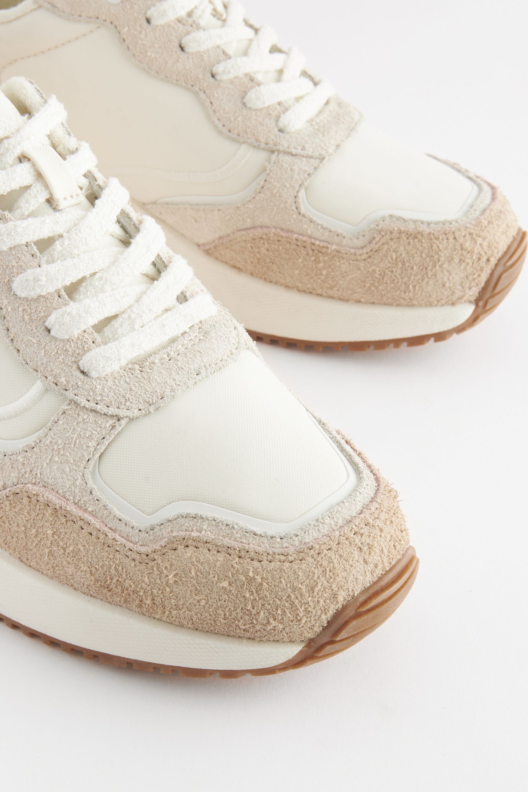 Buy White Forever Comfort Suede Stitch Detail Chunky Trainers from Next Singapore