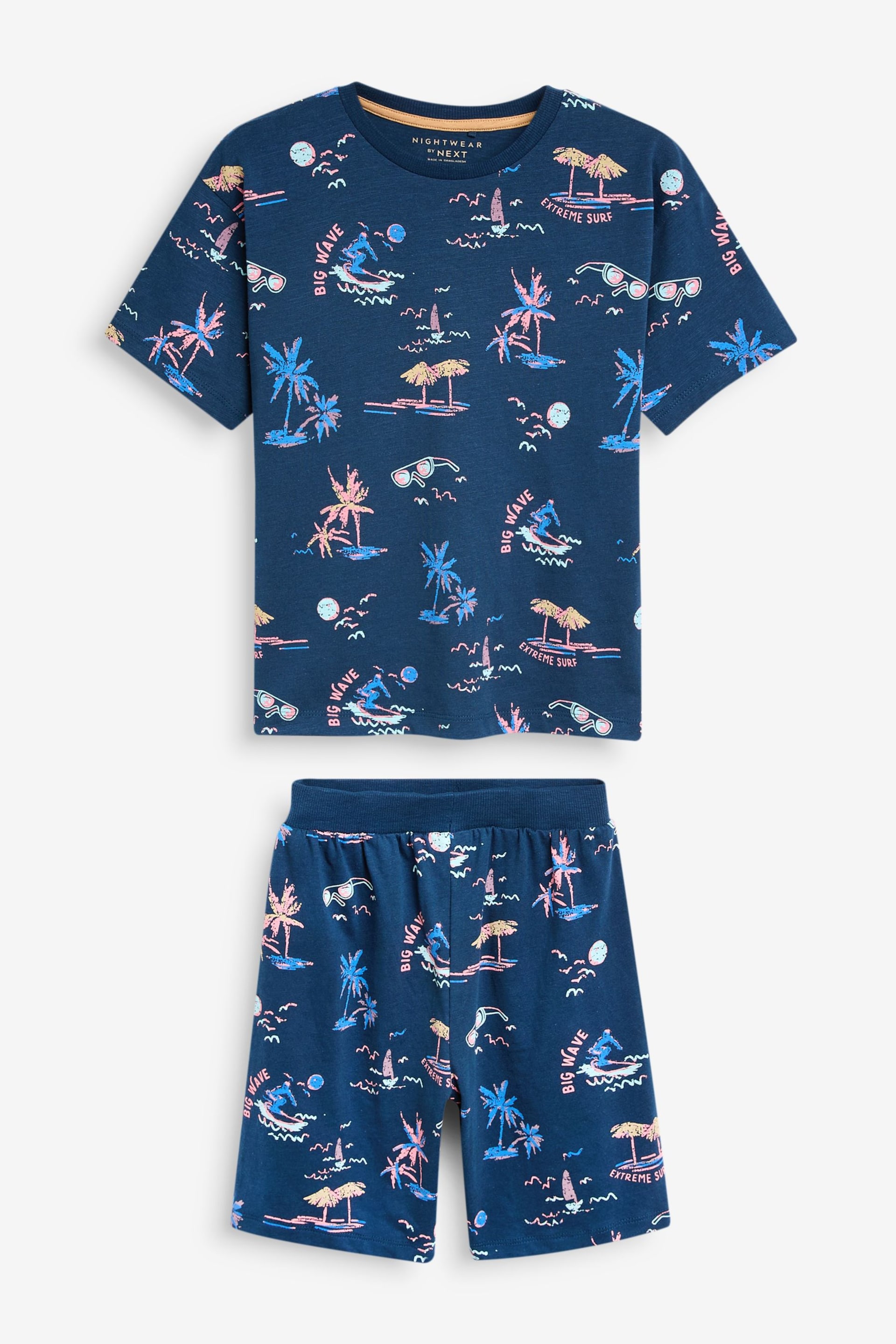 Navy/Purple Surf Short Pyjamas 3 Pack (3-16yrs) - Image 9 of 12