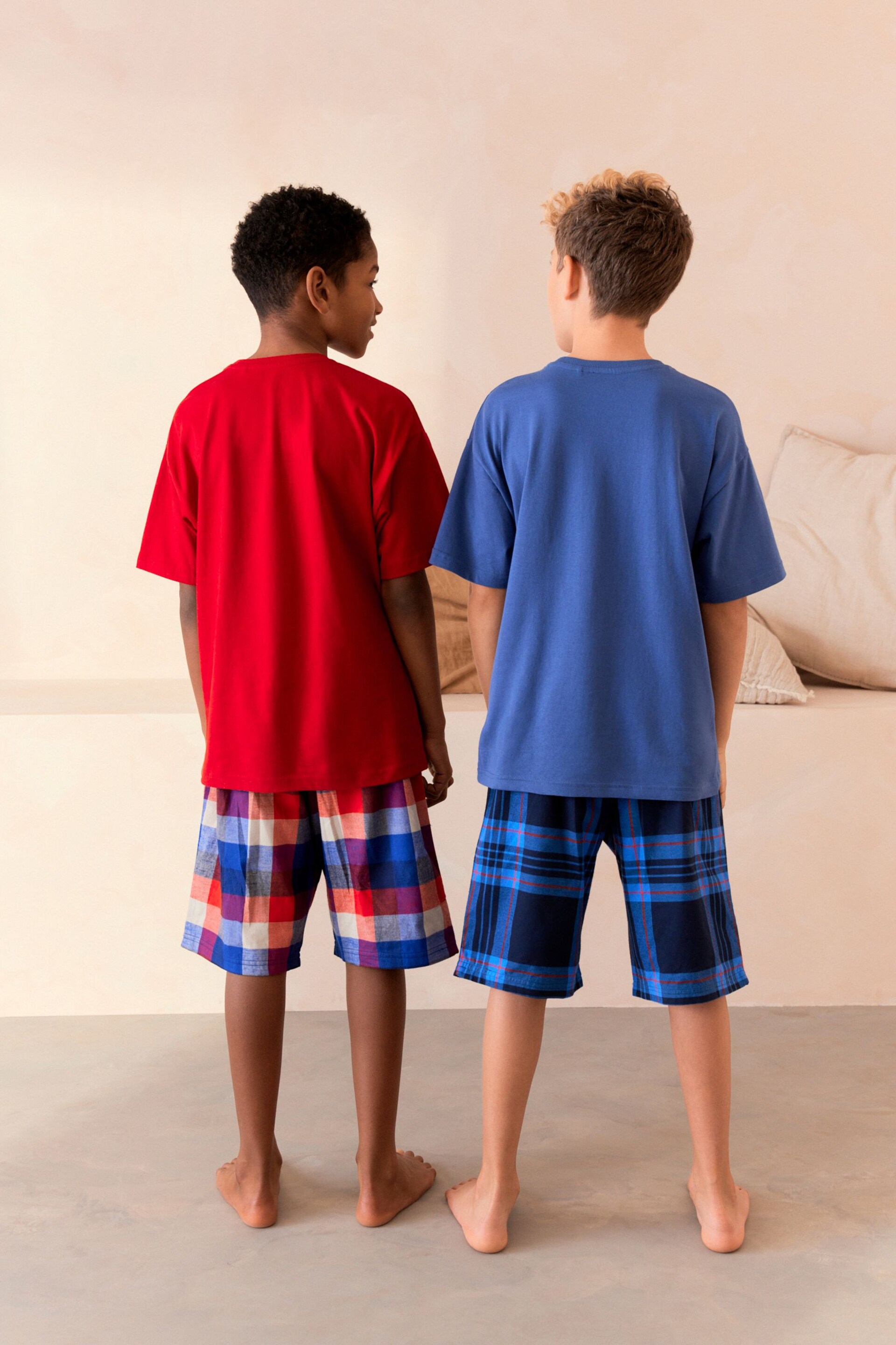 Red/Blue Space Short Woven Bottom Pyjamas 2 Pack (3-16yrs) - Image 3 of 7