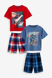 Red/Blue Space Short Woven Bottom Pyjamas 2 Pack (3-16yrs) - Image 4 of 7