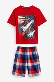 Red/Blue Space Short Woven Bottom Pyjamas 2 Pack (3-16yrs) - Image 5 of 7