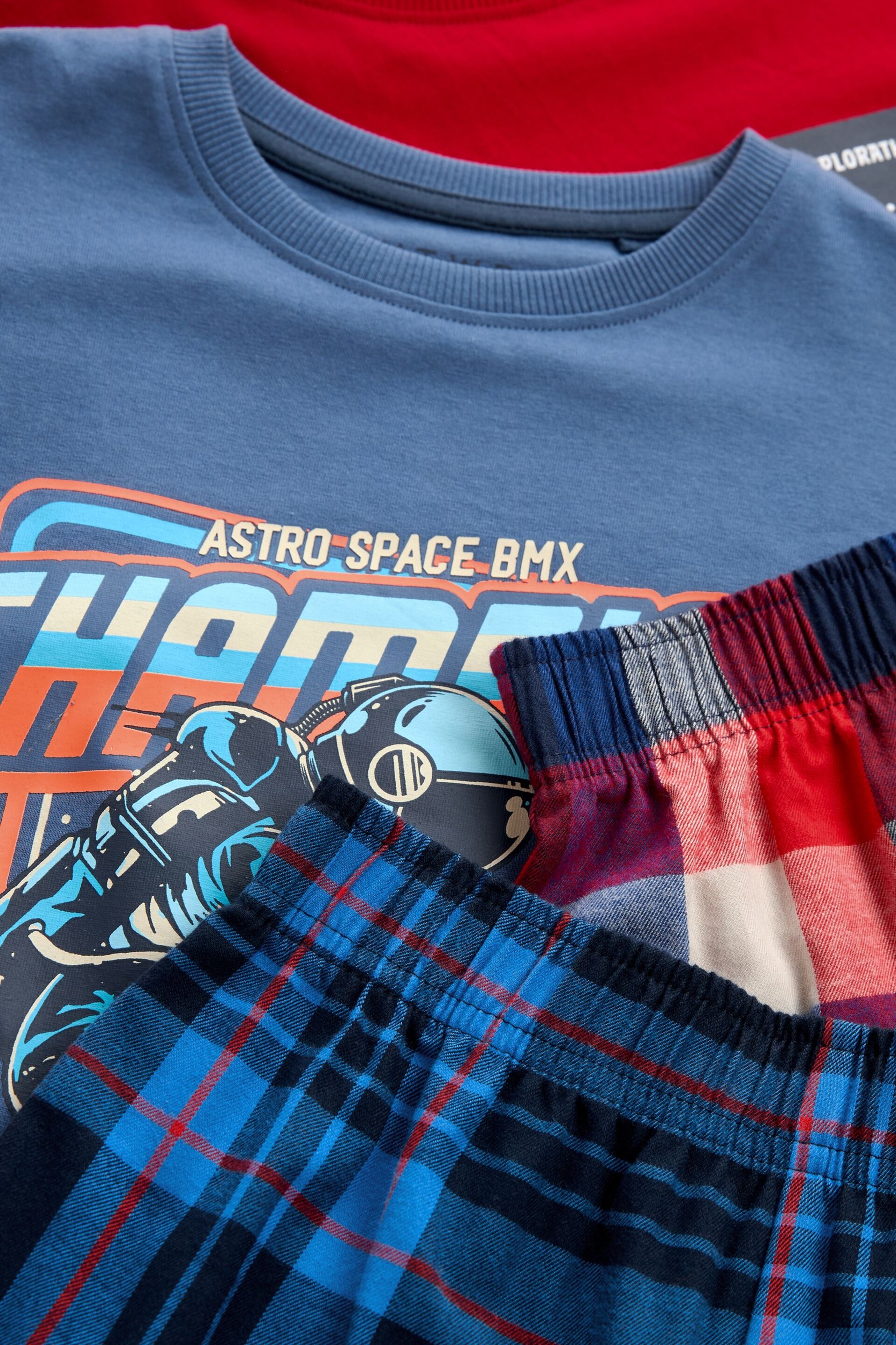 Red/Blue Space Short Woven Bottom Pyjamas 2 Pack (3-16yrs) - Image 7 of 7