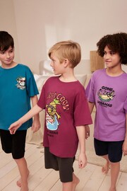 Purple/Teal Surf Character Short Pyjamas 3 Pack (3-16yrs) - Image 1 of 13