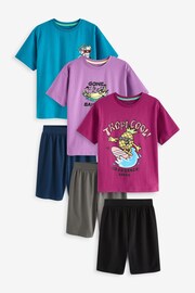 Purple/Teal Surf Character Short Pyjamas 3 Pack (3-16yrs) - Image 6 of 13