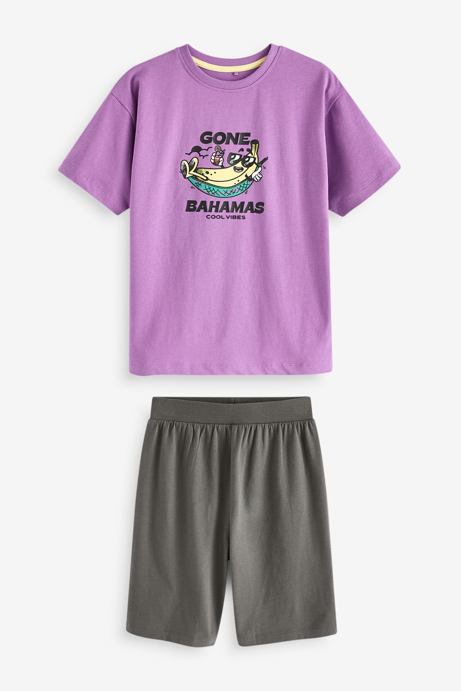 Purple/Teal Surf Character Short Pyjamas 3 Pack (3-16yrs) - Image 8 of 13