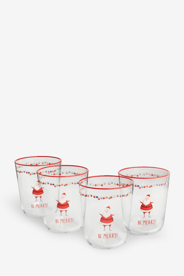 Set of 4 Red Fun Santa Tumbler Glasses - Image 1 of 1