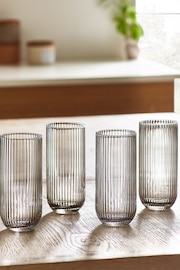 Set of 4 Smoke Grey Hollis Tumbler Glasses - Image 2 of 4