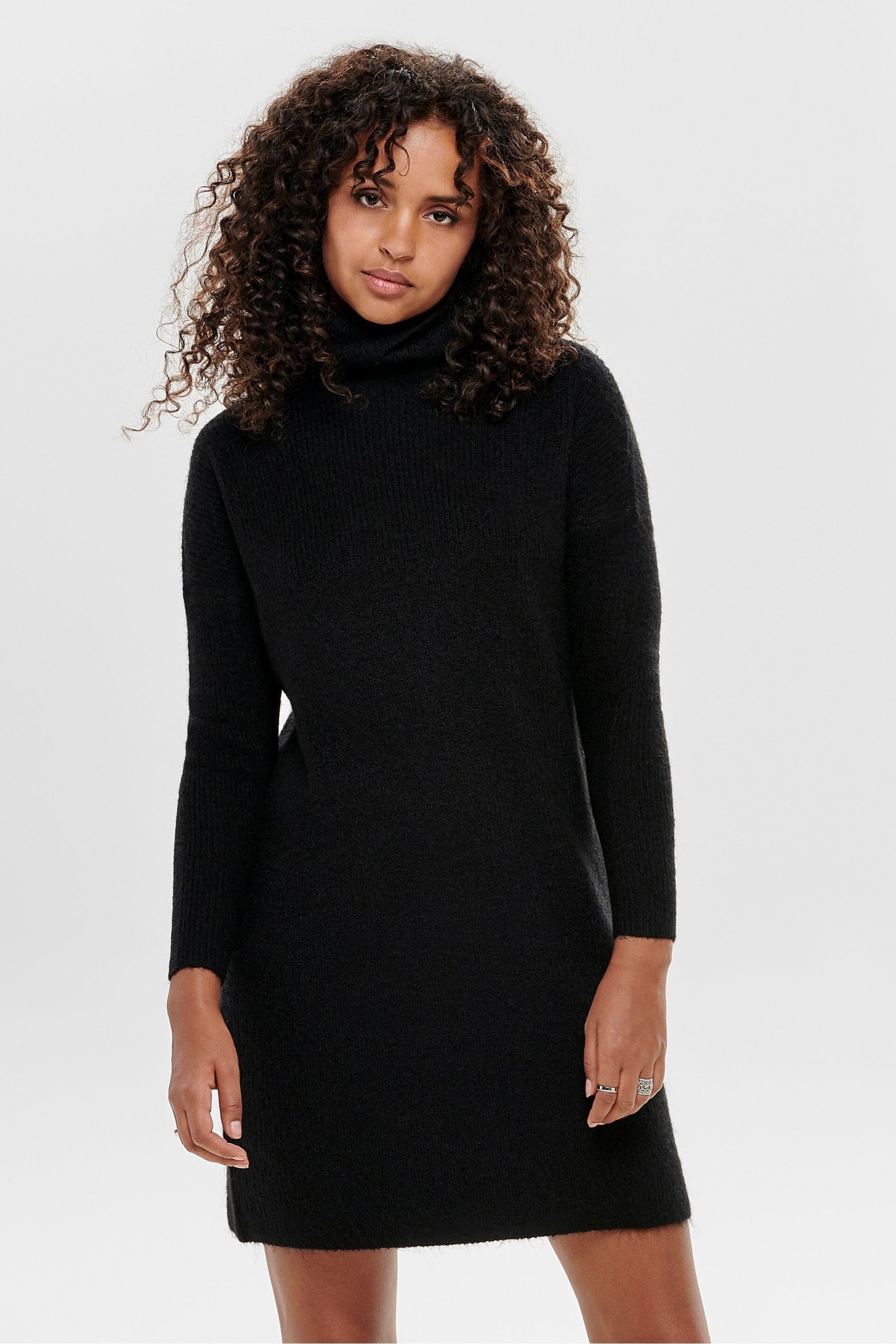 ONLY Black Roll Neck Knitted Jumper Dress - Image 1 of 2