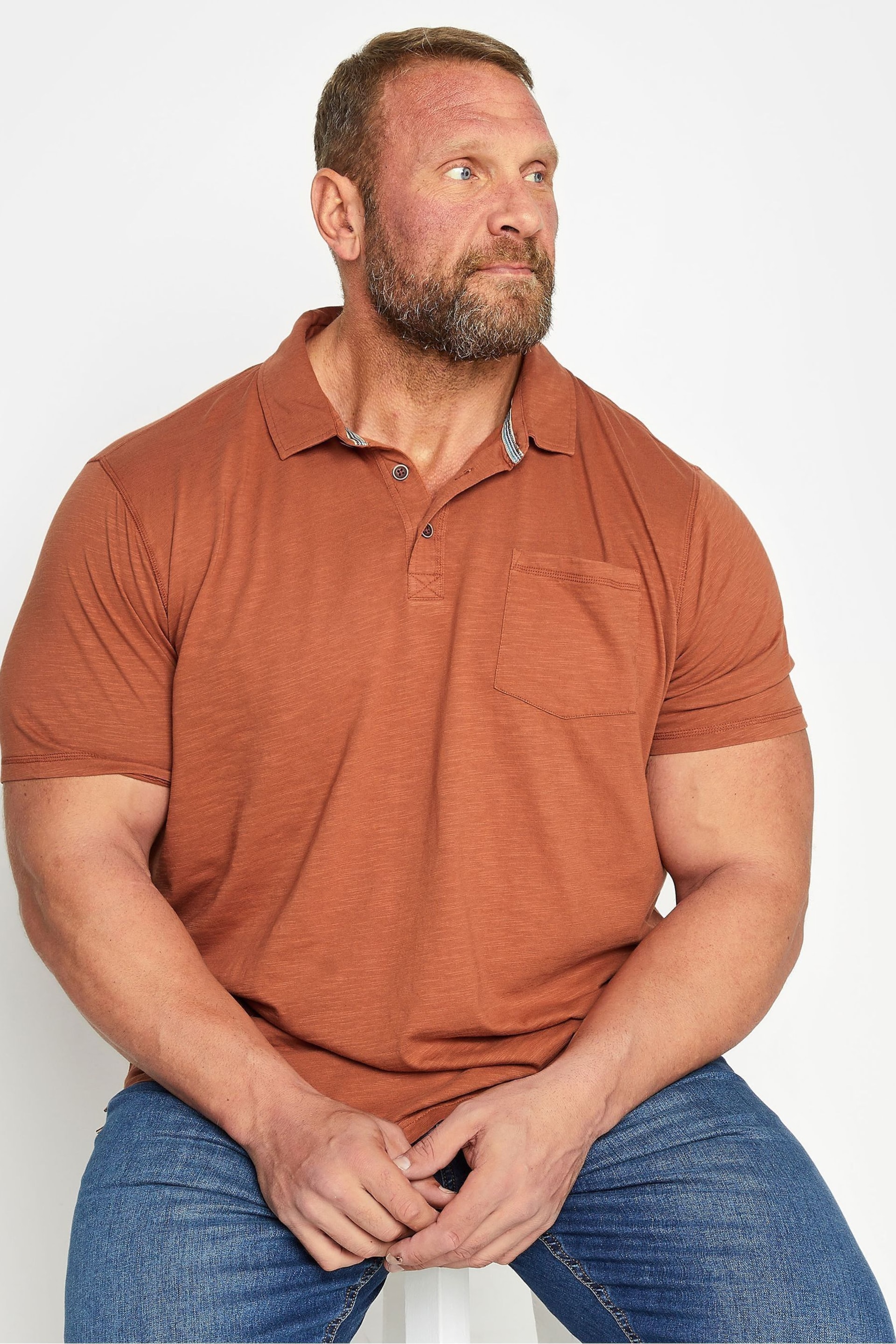 BadRhino Big & Tall Brown Slub Polo Shirt - Image 1 of 2