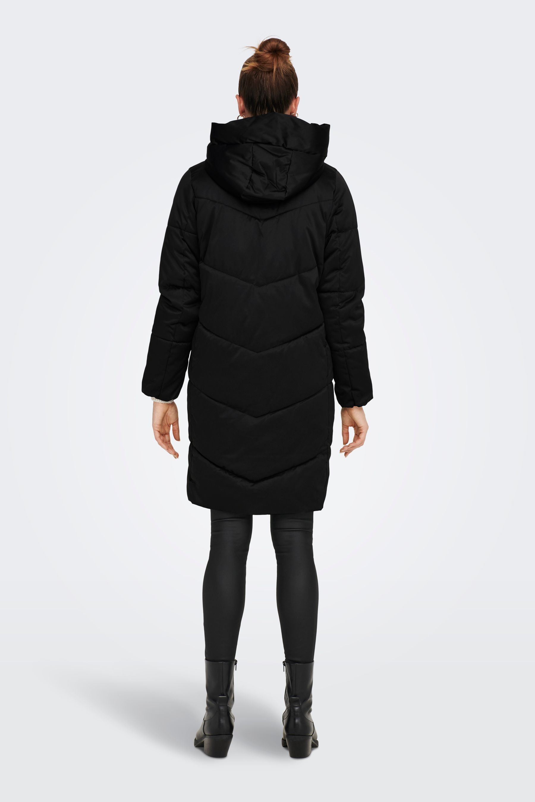 Buy JDY Black High Neck Padded Hooded Longline Coat from Next Luxembourg