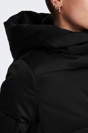 JDY Black High Neck Padded Hooded Longline Coat - Image 6 of 7