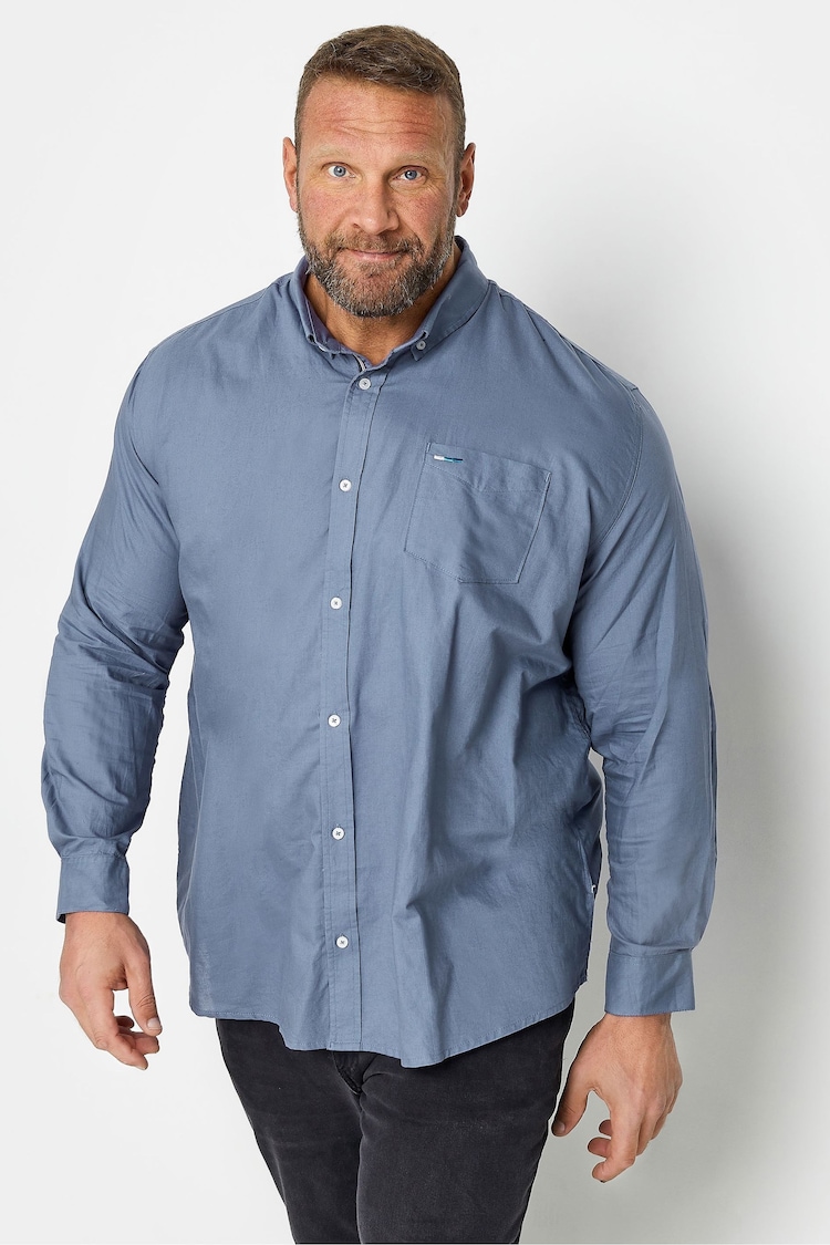 BadRhino Big & Tall Blue Long Sleeve 100% Cotton Oxford Shirt - Image 1 of 2