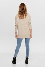 ONLY Natural Round Neck Longline Tunic Soft Jumper - Image 2 of 4