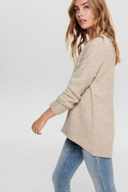 ONLY Natural Round Neck Longline Tunic Soft Jumper - Image 3 of 4