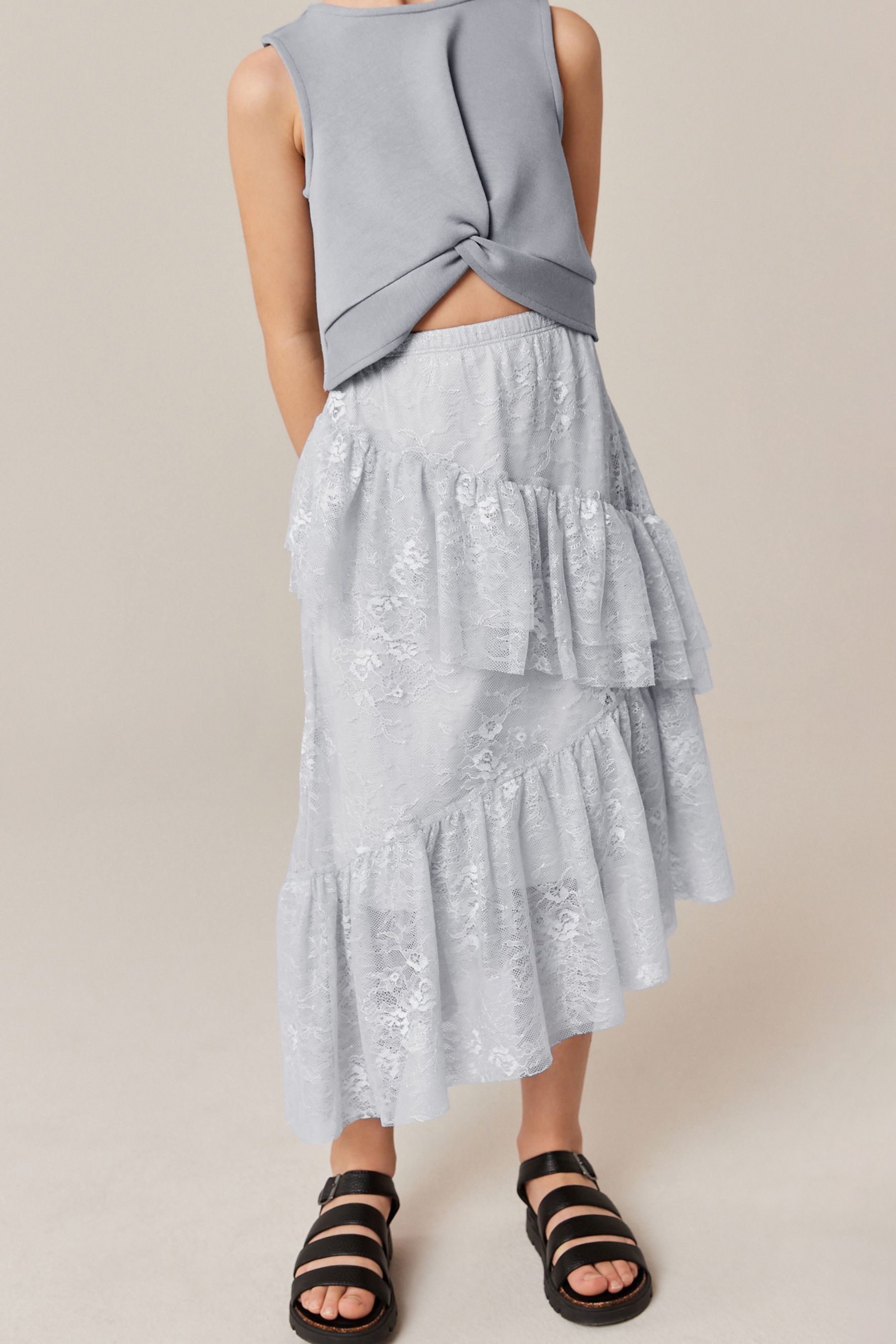 Grey skirt lace top online