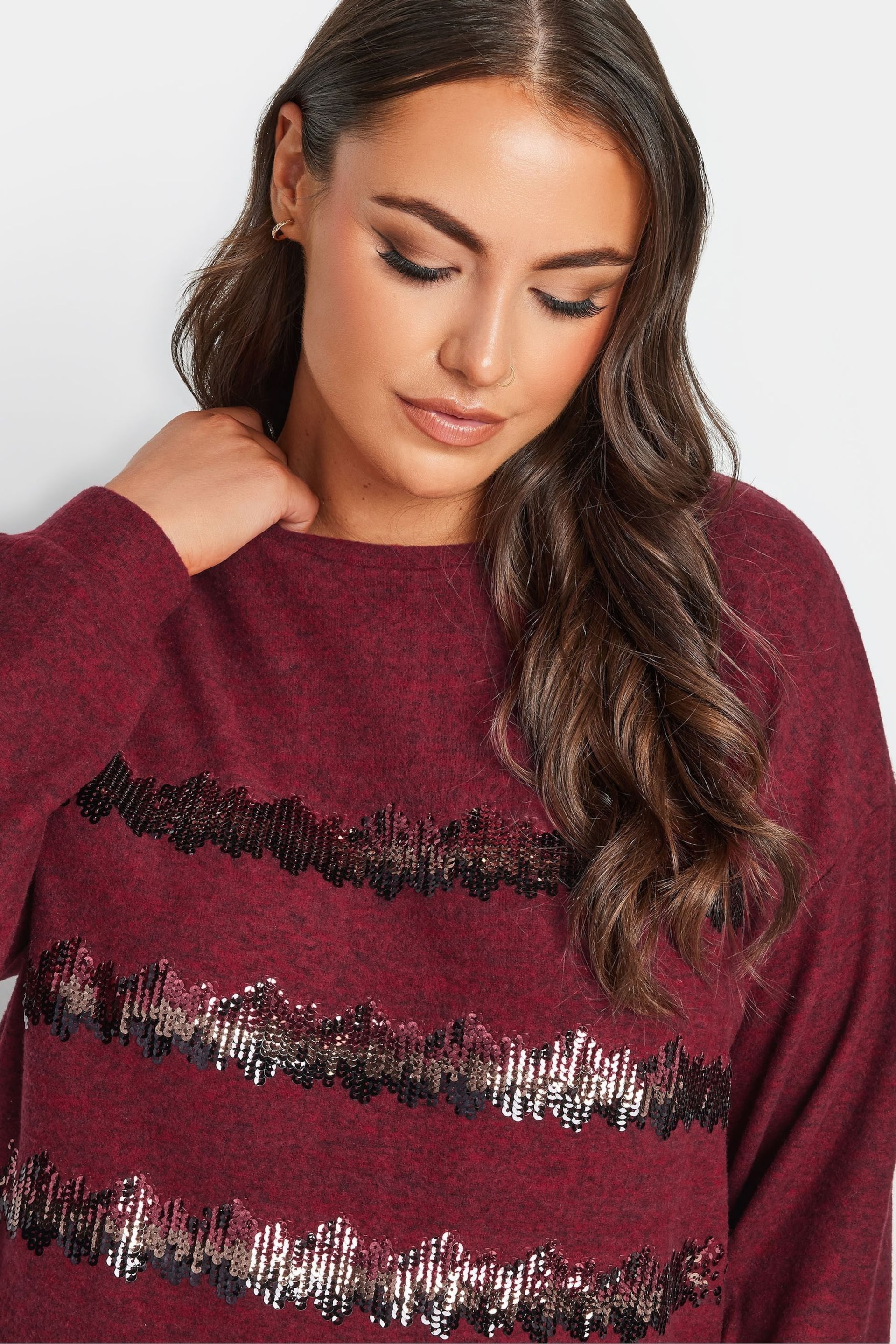 Yours Curve Red Sequin Jumper - Image 4 of 4