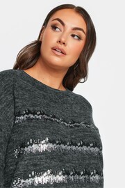 Yours Curve Grey Sequin Jumper - Image 4 of 4