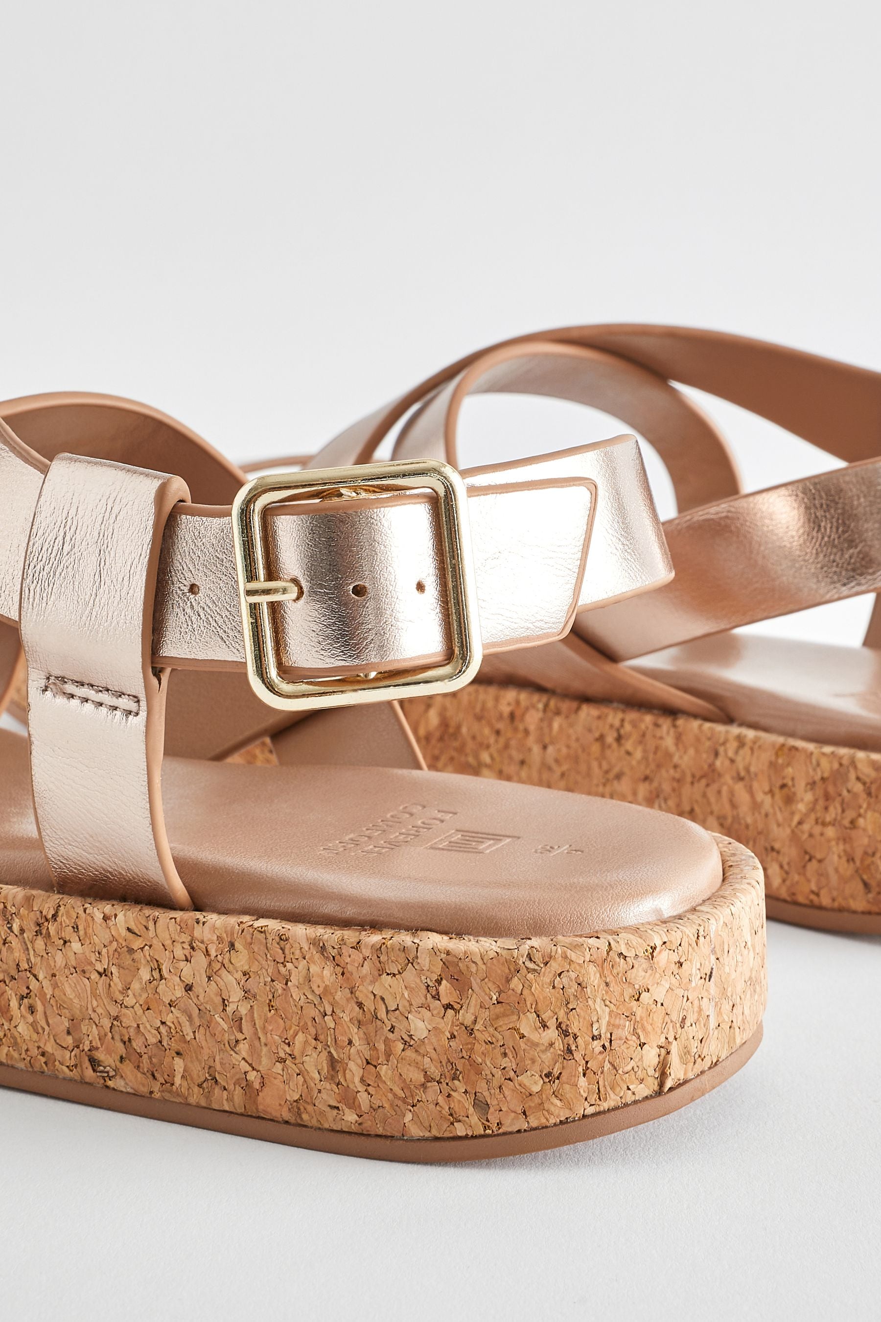 Rose gold sandals platform top