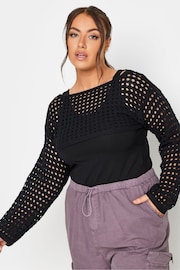 Yours Curve Black Limited Cropped Knit Armwarmer Jumper - Image 1 of 4